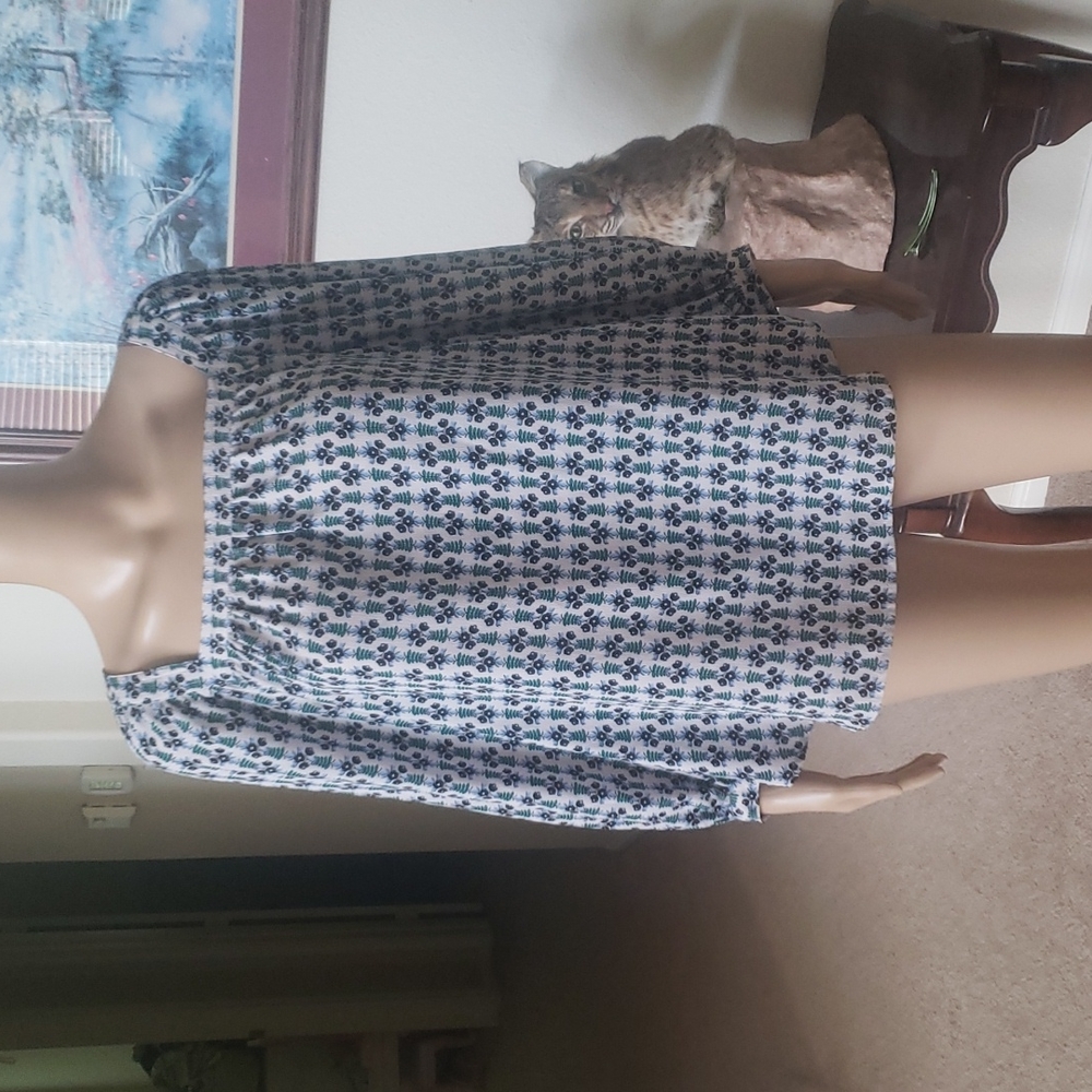 Ann Taylor S floral squareneck shirred long sleeve flowy airy